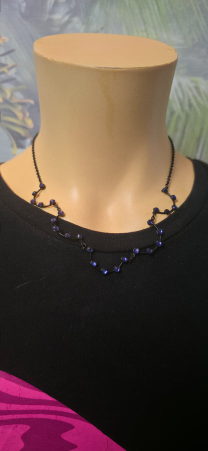 Statement Halskette mit blauen Perlen