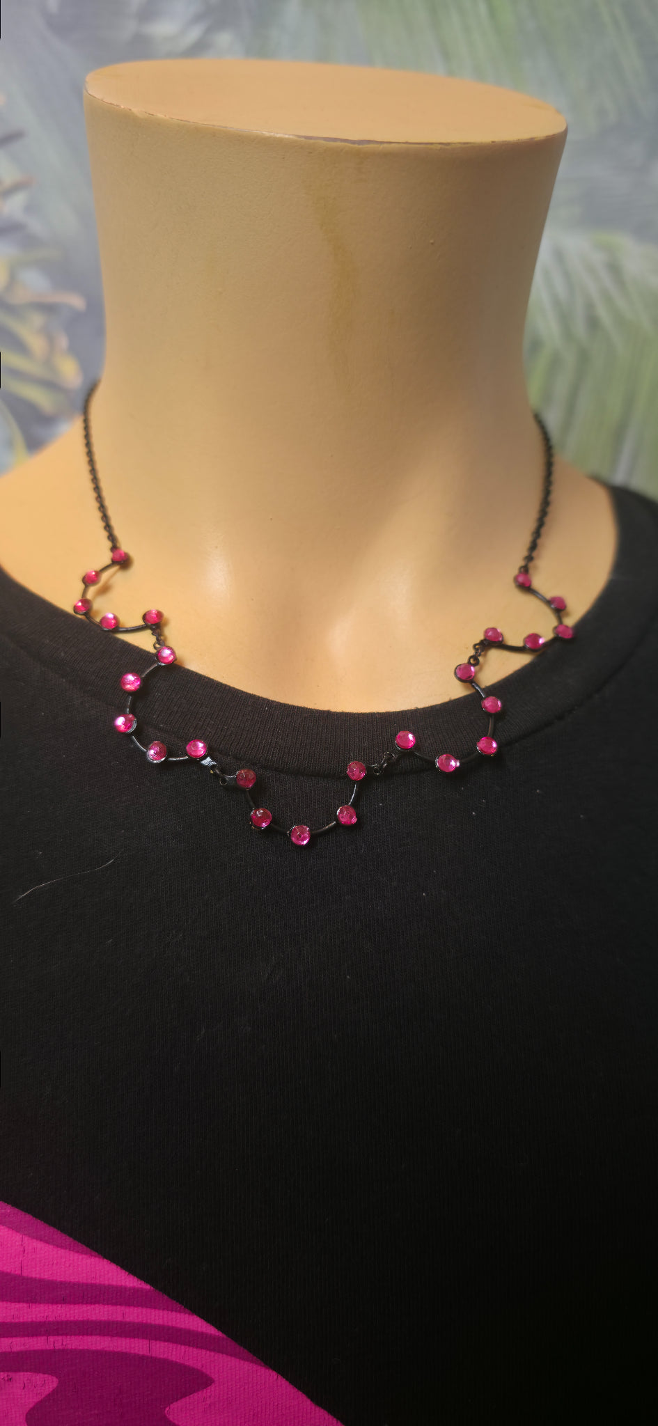 Statement Halskette mit rosa Perlen