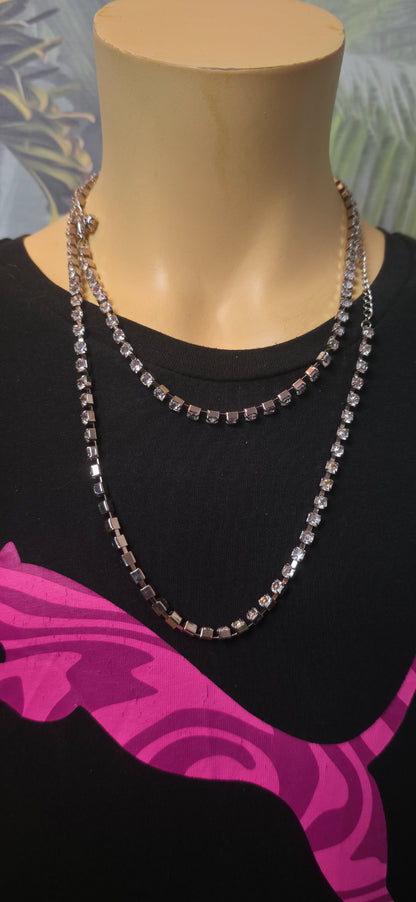 Lange Strass Halskette Silber – funkelnd & elegant