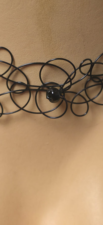 Schwarzer Tattoo Choker mit Strass – 90s Style & edgy