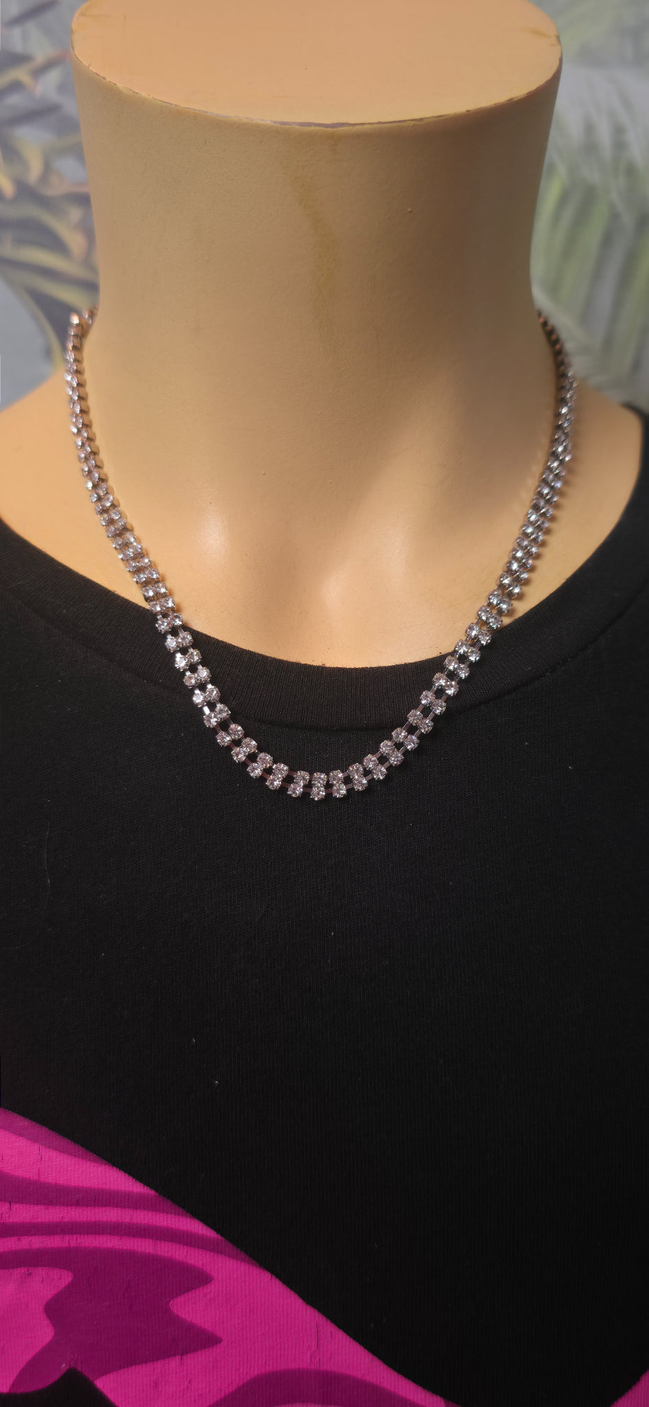 Klassische Strass Halskette Silber