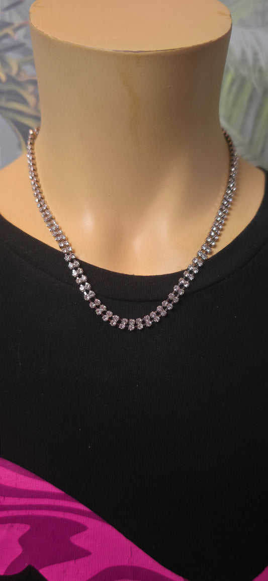 Klassische Strass Halskette Silber