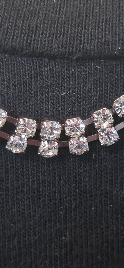 Klassische Strass Halskette Silber