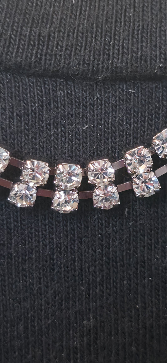 Klassische Strass Halskette Silber