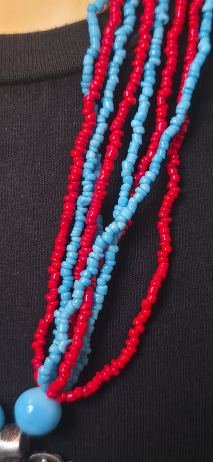 Statement Boho Halskette mit Perlen & großem Anhänger