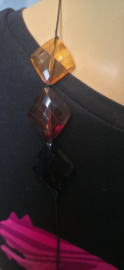 Statement Halskette Ohrringe in Amber/Braun