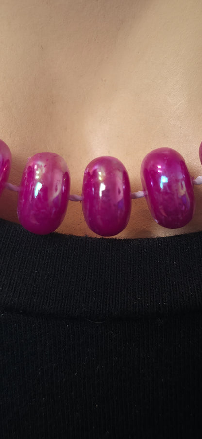 Perlenhalskette in Pink/Fuchsia – trendy & auffällig