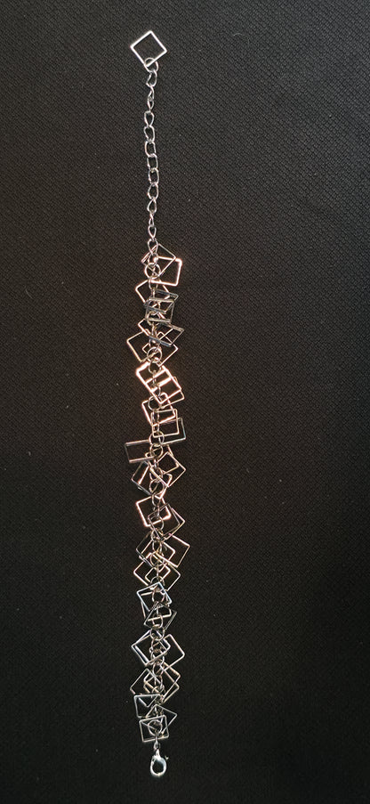 Lange Statement Armband/Fußkette in Silber – geometrisch & modern