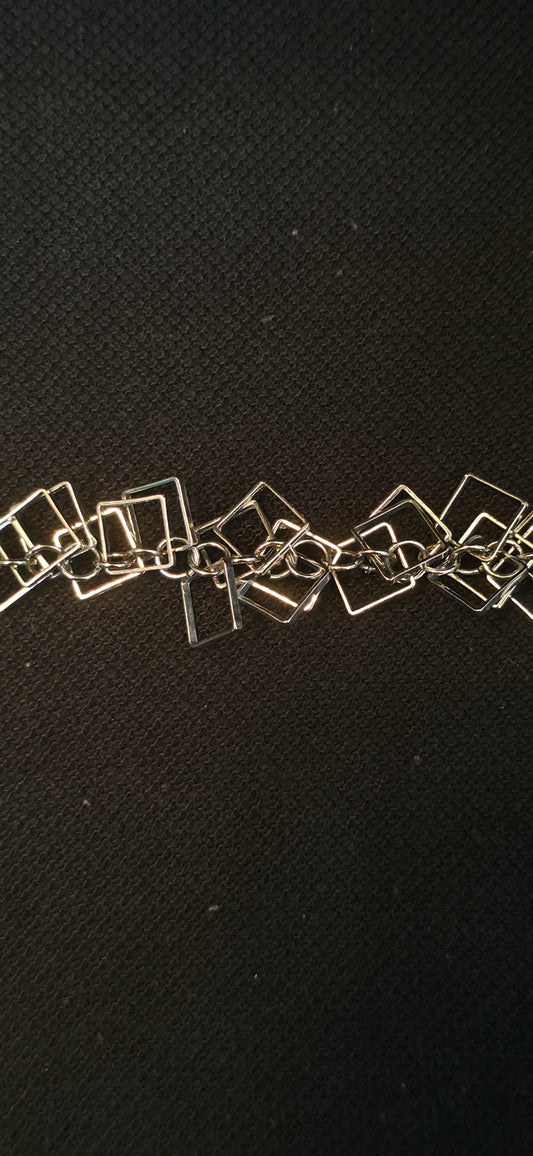 Lange Statement Armband/Fußkette in Silber – geometrisch & modern