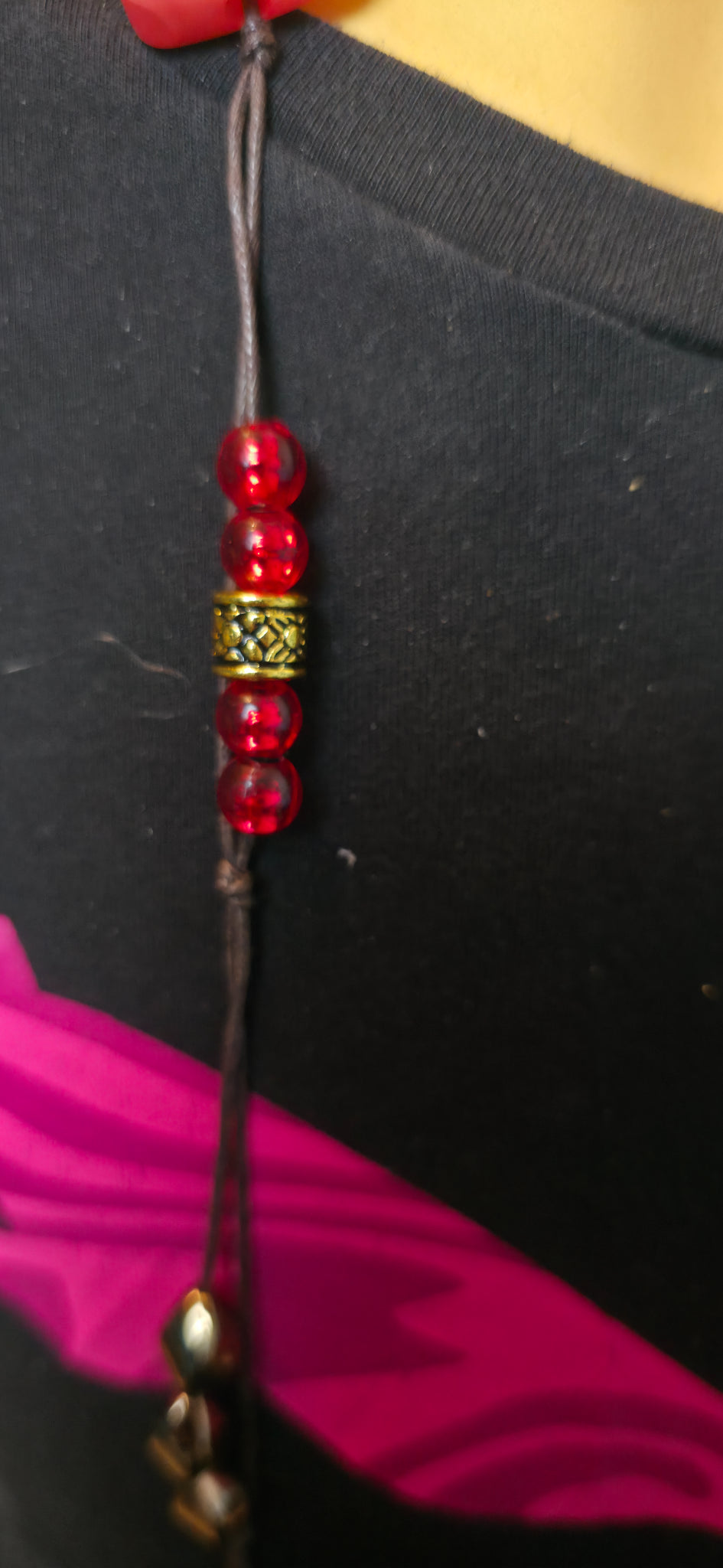 Lange Statement Halskette Pink & Rot – auffällig & boho Style