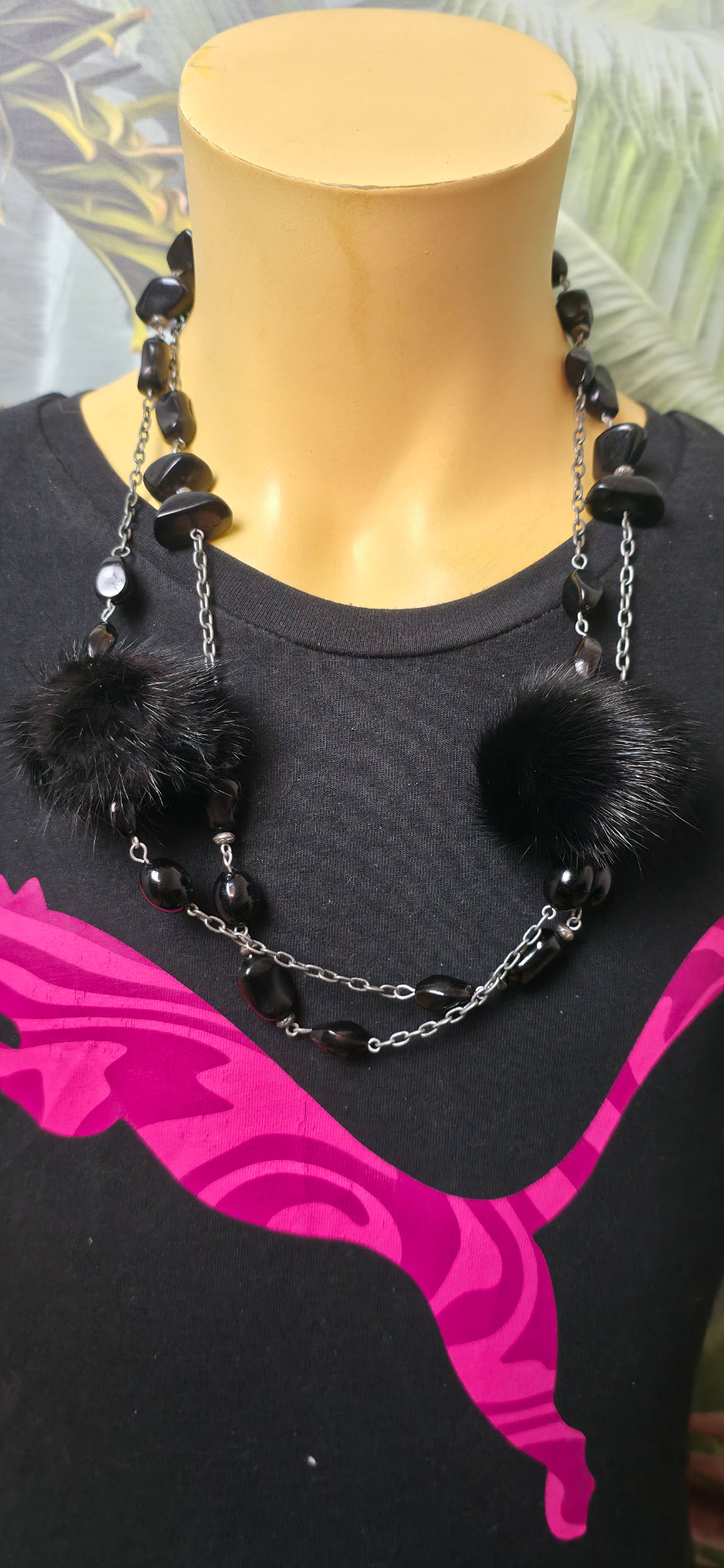 Statement Halskette Neon Grün & Weiß mit Ringen – moderner Trend Schmuck